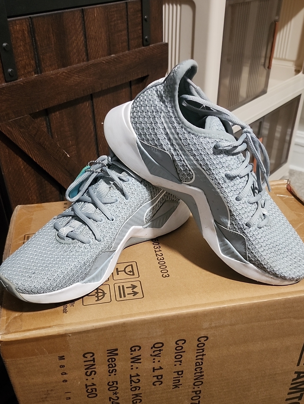 Puma Gray Knit Athletic Sneakers